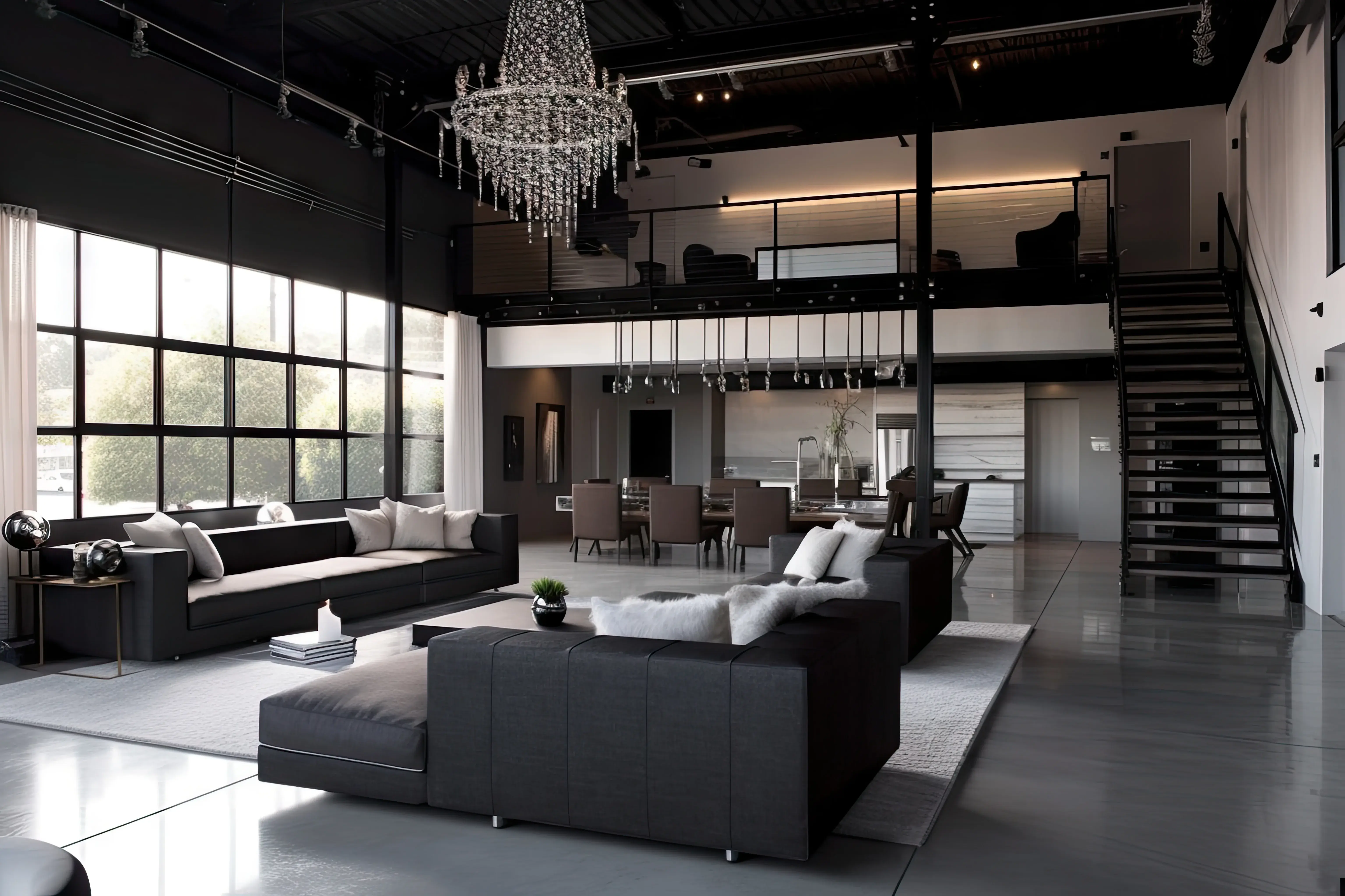 Łącz bogaty wystrój pełen blasku rodem ze stylu glamour z wyrazistością i tajemniczością stylu loftowego. Jak wprowadzić styl glam loft do wnętrz?